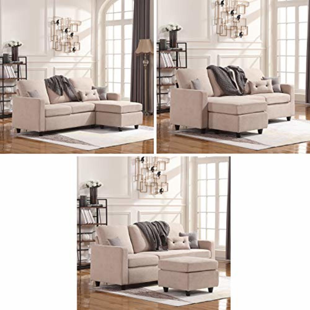 Honbay Lshaped Convertible Sectional Sofa Couch Dark Beige
