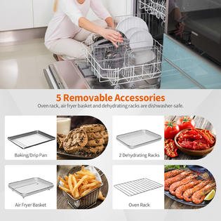 iCucina Digital Air Fryer 10 qt Air Fryer Oven with 8 Cooking Presets and Air Fryer Accessories Chicken Rotisserie Rotating Mesh Basket