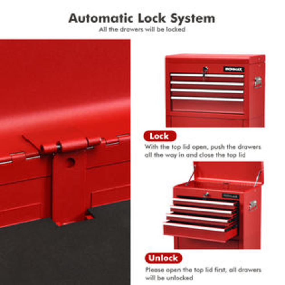 Costway 6Drawer Rolling Tool Chest Storage Toolbox Combo
