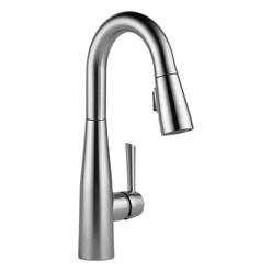 Delta Faucet Essa Single-Handle Bar-Prep Kitchen Sink Faucet with Pull Down Sprayer and Magnetic Docking Spray Head, Arctic