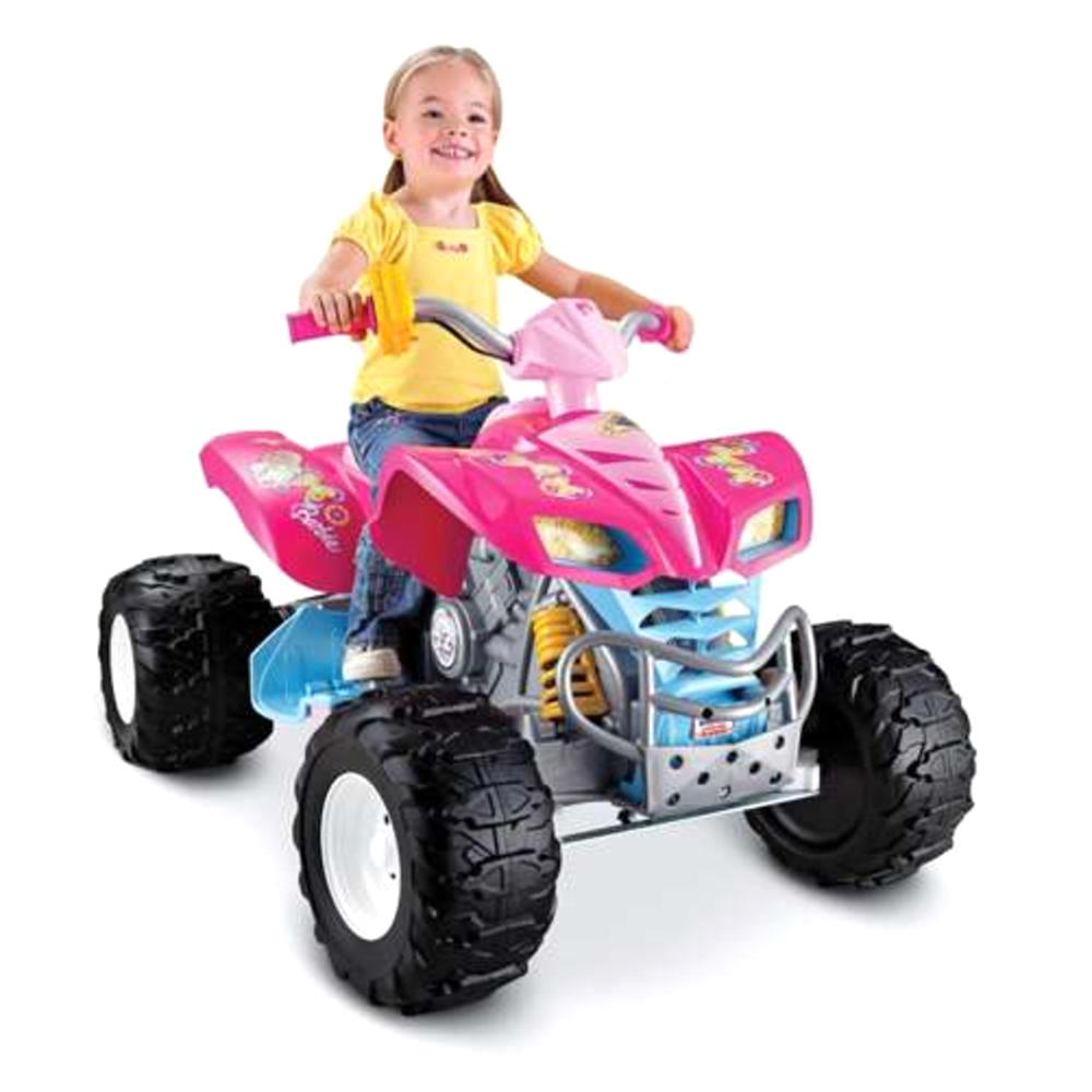 Fisher-Price 12V Battery Power Wheels Barbie Kawasaki KFX Ride On with Monster Traction