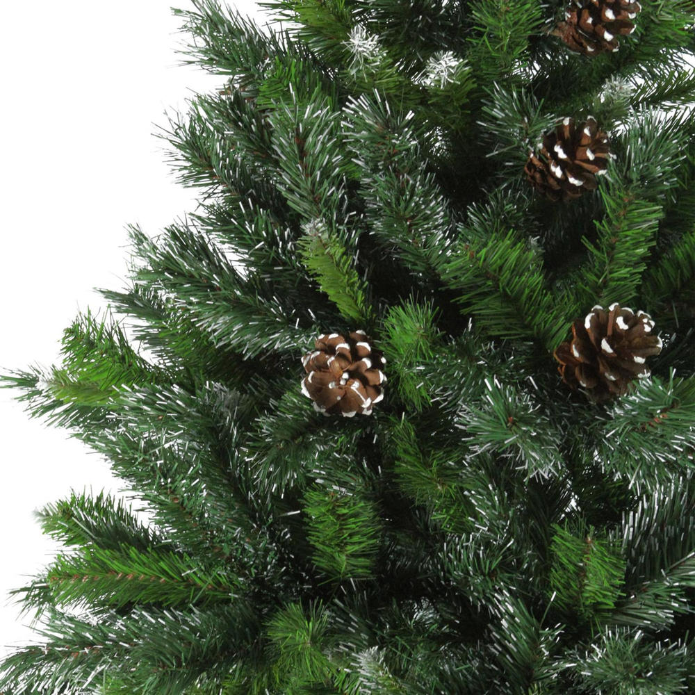 NorthLight 6.5' Unlit Snowy Delta Pine Tree with Pine Cones