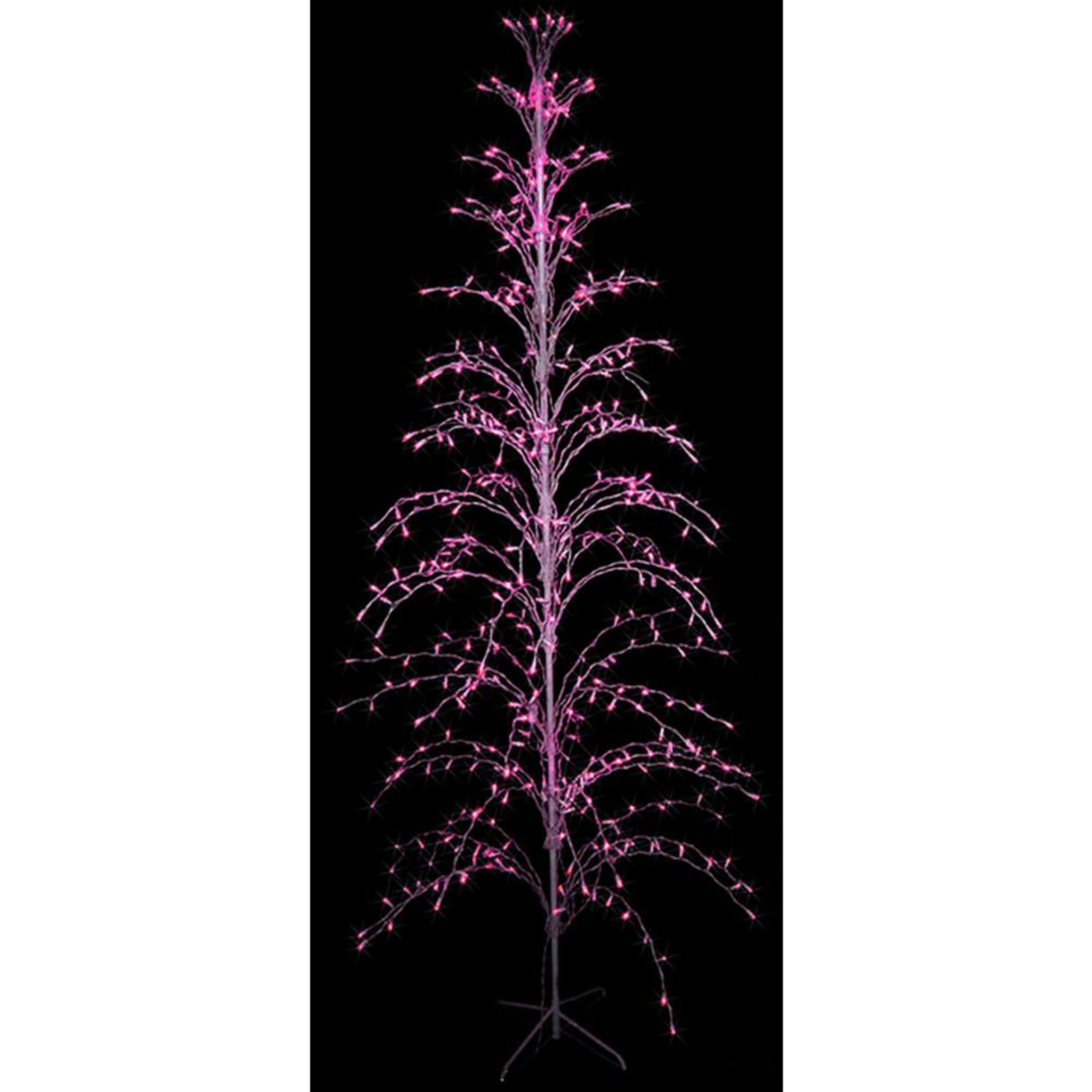 NorthLight 9' Cascade Twig Outdoor Christmas Tree with Pink LED Lights
