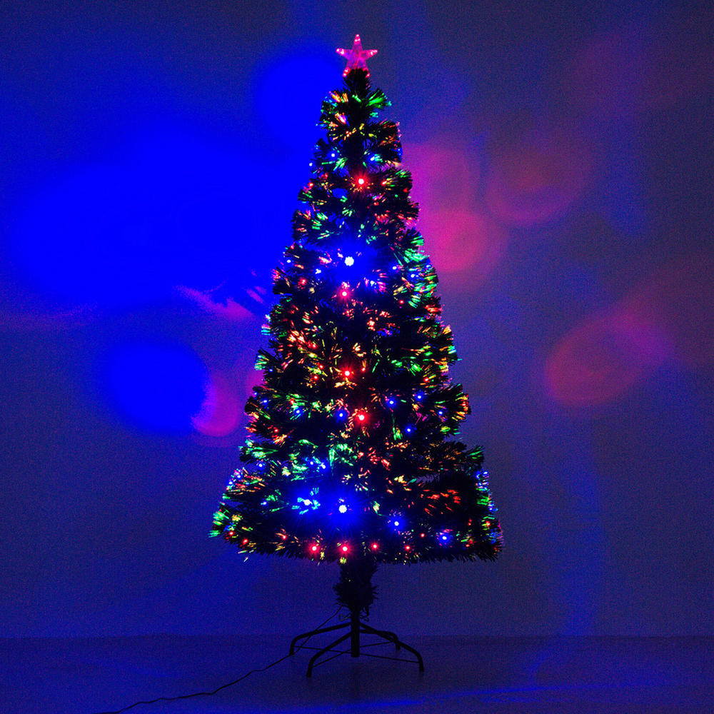 HomCom 6' Pre-Lit Fiber Optic LED Christmas Tree with 8 Light Settings