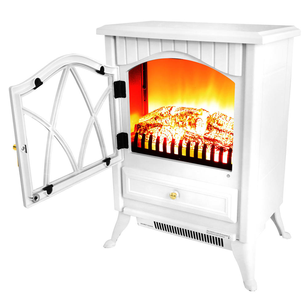 Golden Vantage 16" Standalone Indoor Electric Fireplace Heater - White