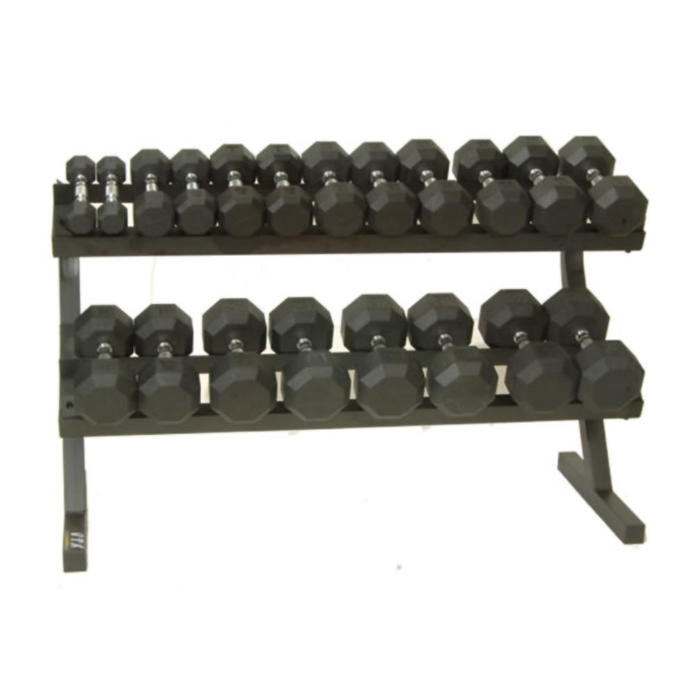 Troy Barbell / USA Sports 5-50lb Rubber Hex Set with Dumbell Rack