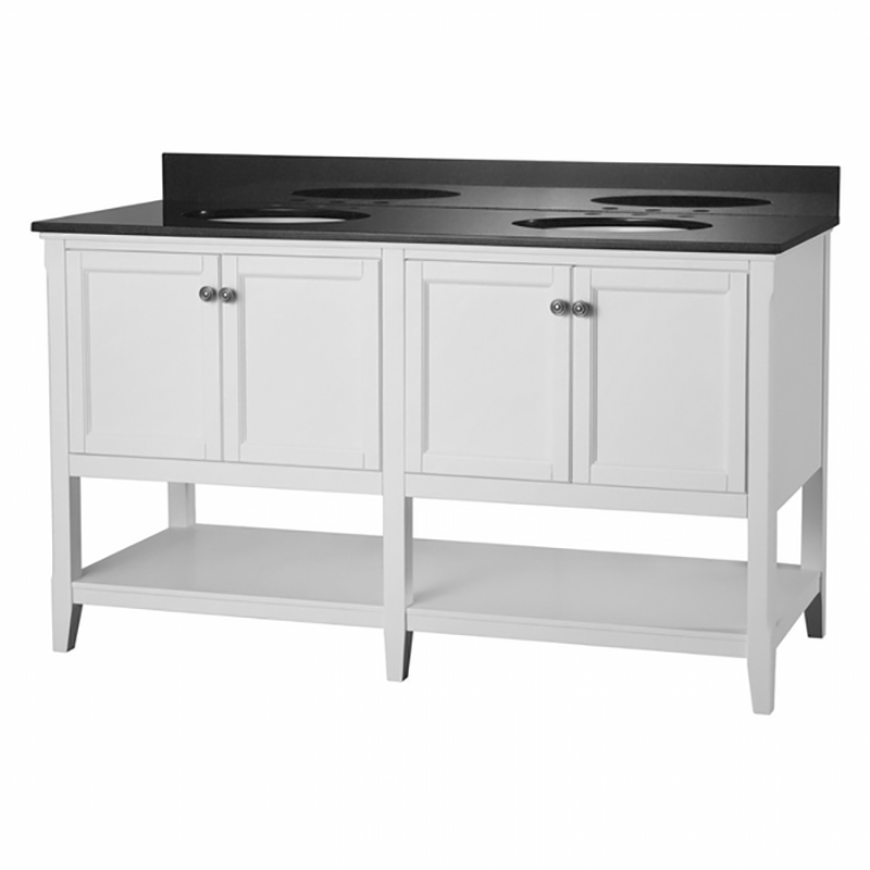 Foremost Groups Auguste 60" Freestanding Bathroom Vanity with 4 Doors and Open Shelf - White