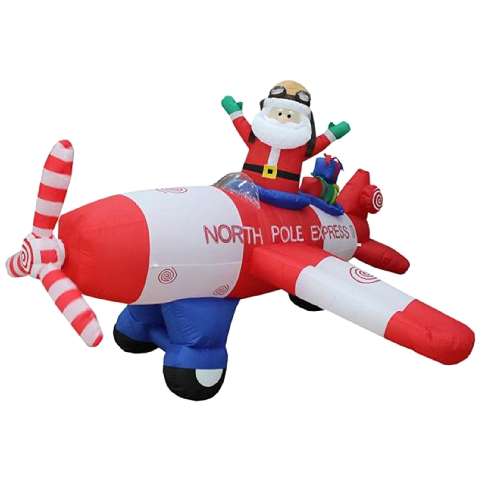 BZB Goods 8' Multicolored Polyester Inflatable Santa Claus Flying Airplane
