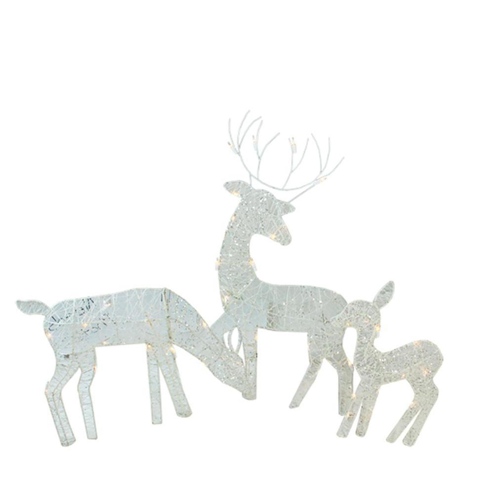 Penn  3pc. White Metal Doe, Fawn and Reindeer Christmas Yard Art Decoration Set