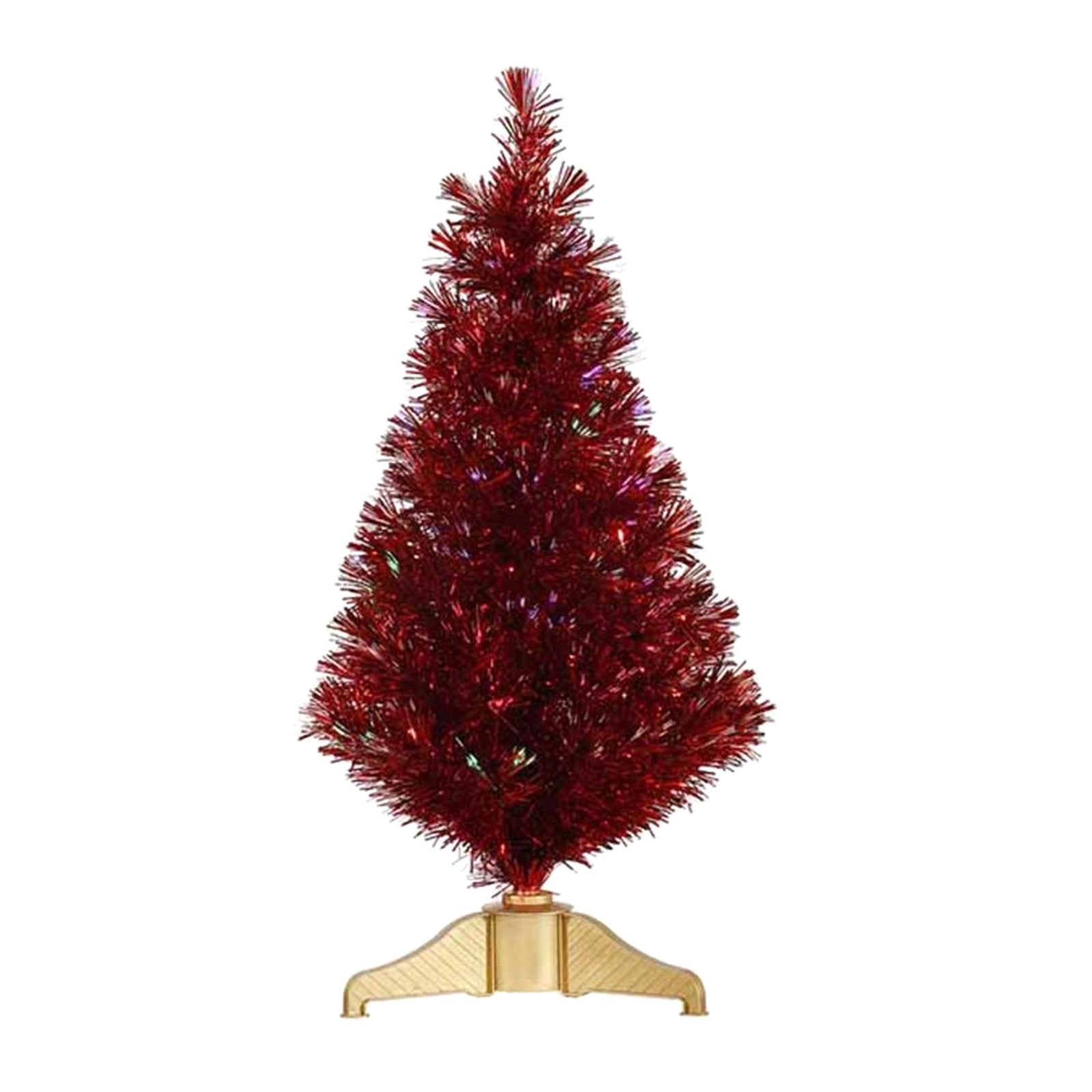 Vickerman 3' Pre-Lit Fiber Optic Tinsel Tree with Multi-Color Lights - Red Hot