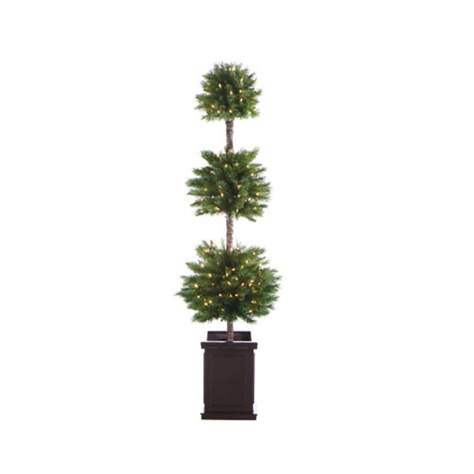 Allstate 6' Pre-Lit Potted Triple Ball Topiary Tree with Clear Lights