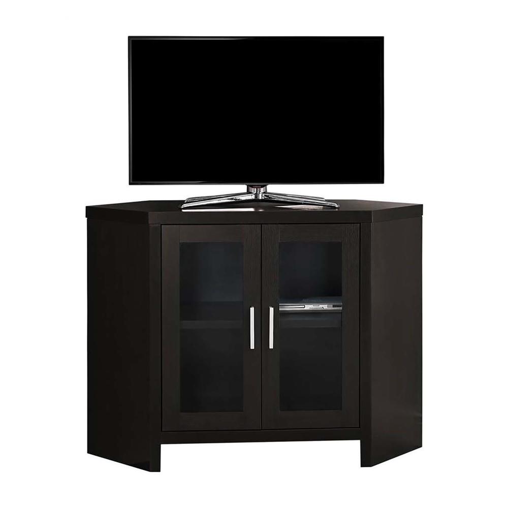 Monarch Specialties 42" MDF Transitional Corner TV Stand - Cappuccino