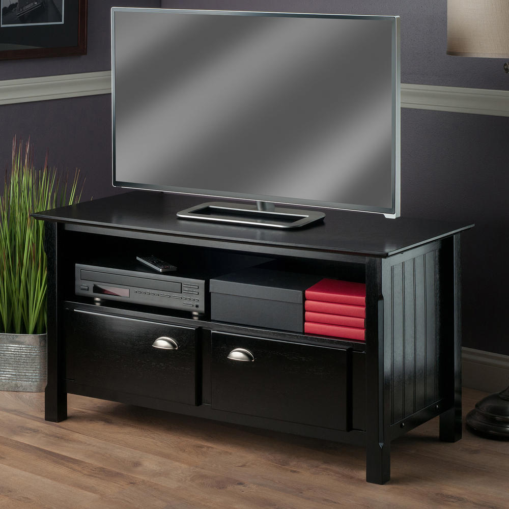 Winsome 44" Timber 2-Tier TV Stand with 2 Doors - Black