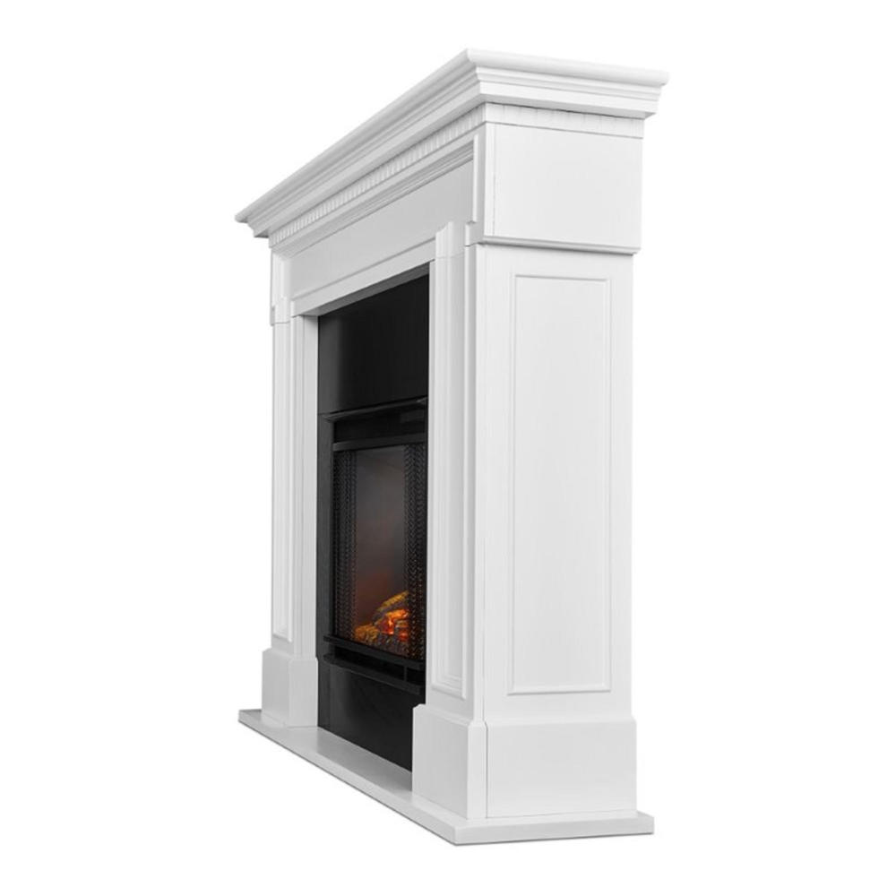 Real Flame Thayer Solid Wood 54" Electric Fireplace - White