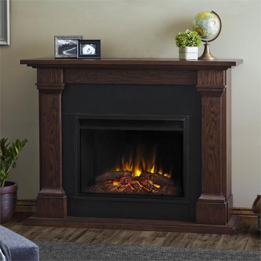 Real Flame Callaway Grand 63" Solid Wood and Veneer Electric Fireplace - Chestnut Oak