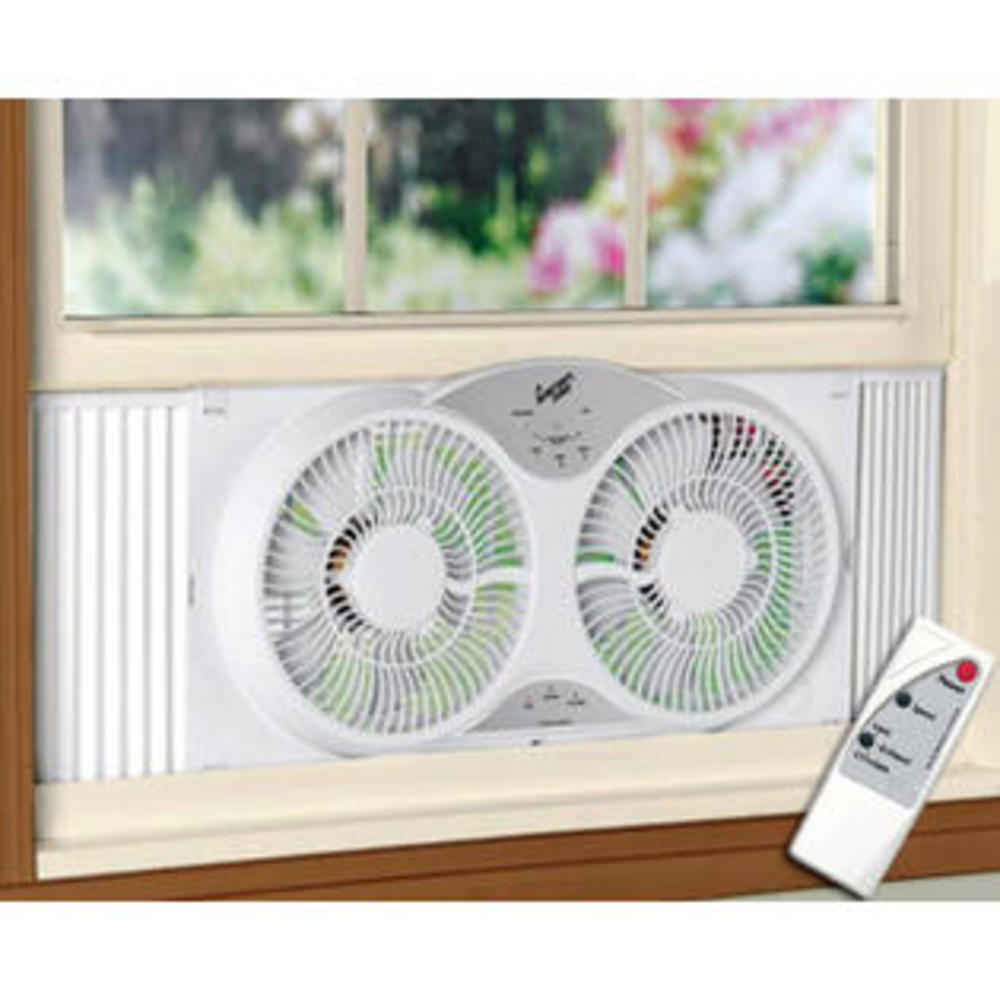WholesalePlumbing HB-CZ310R Portable Twin 9in Reversible Window Fan With Remote Control