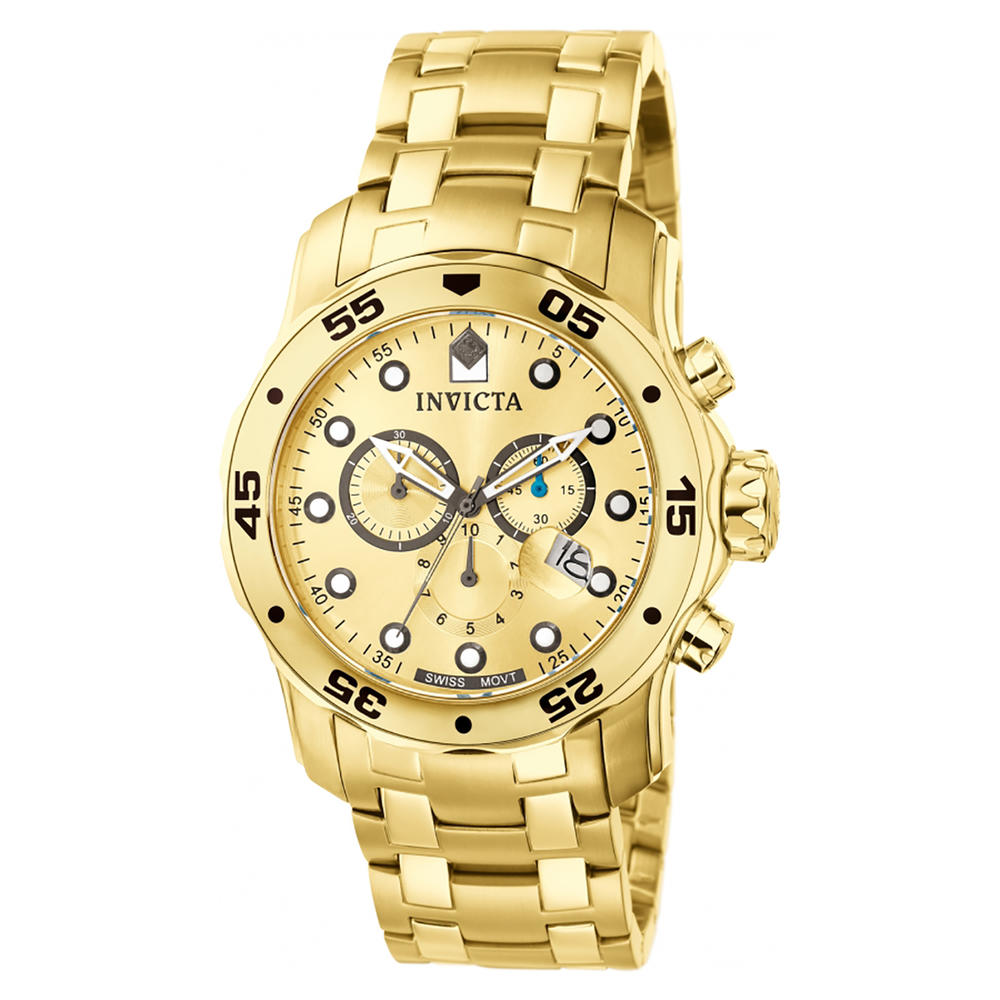 Invicta 74 Men's Pro Diver 18K Gold Plated Stainless Steel Chronograph