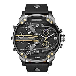 Diesel Mens 57mm Mr. Daddy 2.0 Quartz Stainless and Leather Chronograph Watch, Color: Gunmetal, Black (Model: DZ7348)