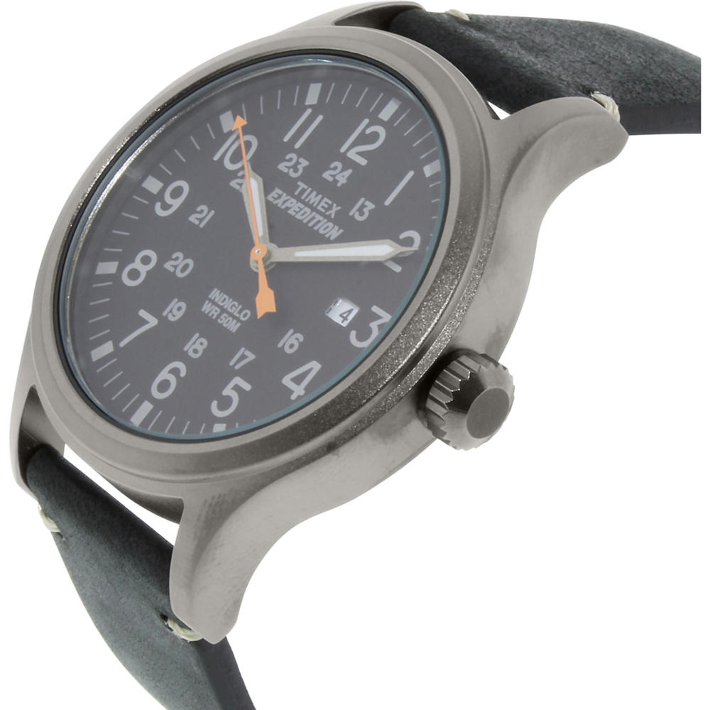 Timex Men's Expedition Leather Japanese Quartz Sport Watch - Black