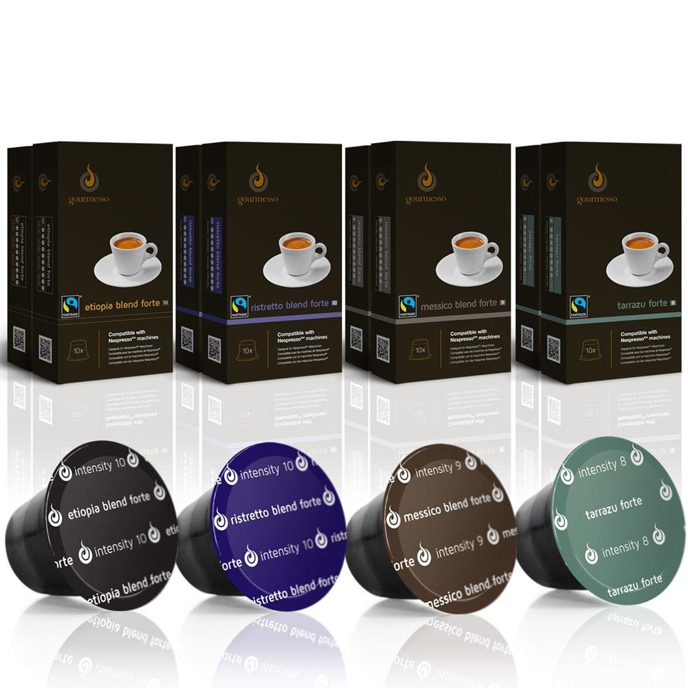 Nero Commerce 42801  Gourmesso Espresso Forte Bundle with 80 Nespresso Compatible Coffee Capsules