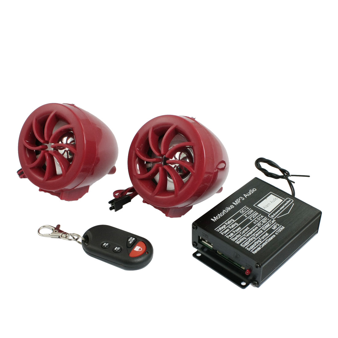 Unique Bargains a13031200ux0288 Red Plastic ATV Motorcycle Mount MP3 Audio Amplifier Stereo Sound Speakers 2 Pcs