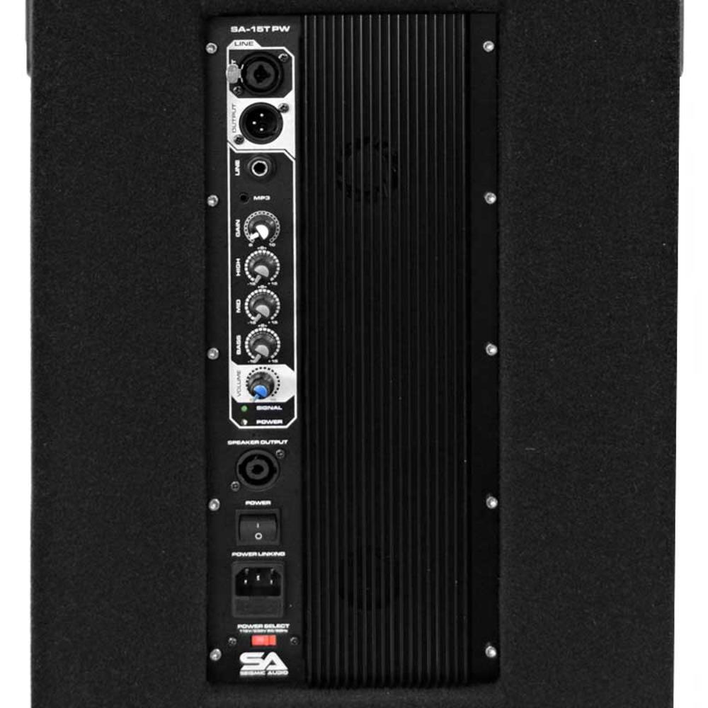 Seismic Audio SA15TPW SA-15T-PW - Powered 2-Way 15" PA / DJ Speaker Cabinet with Titanium Horn - Active 350 Watt Loudspeaker Cab