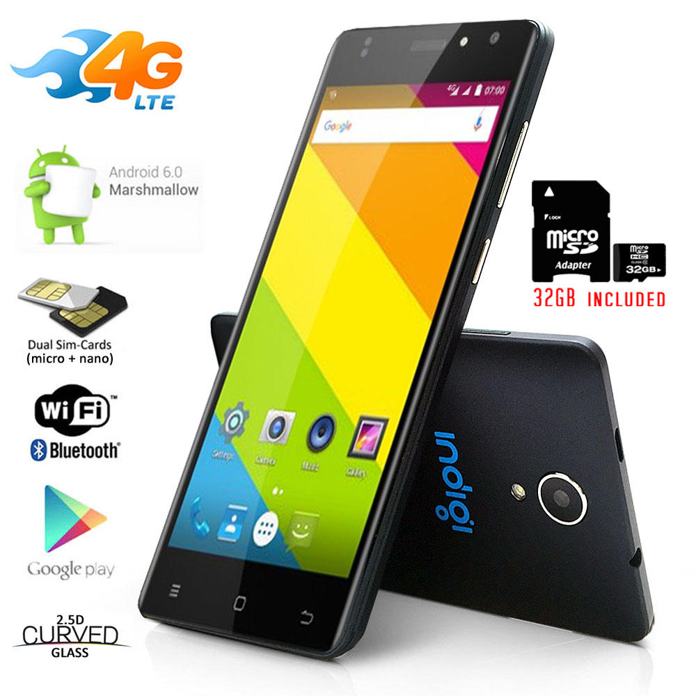 Indigi  Ultra-Slim 4G SmartPhone Curved 5" Android 6.0 Google Play + 32gb