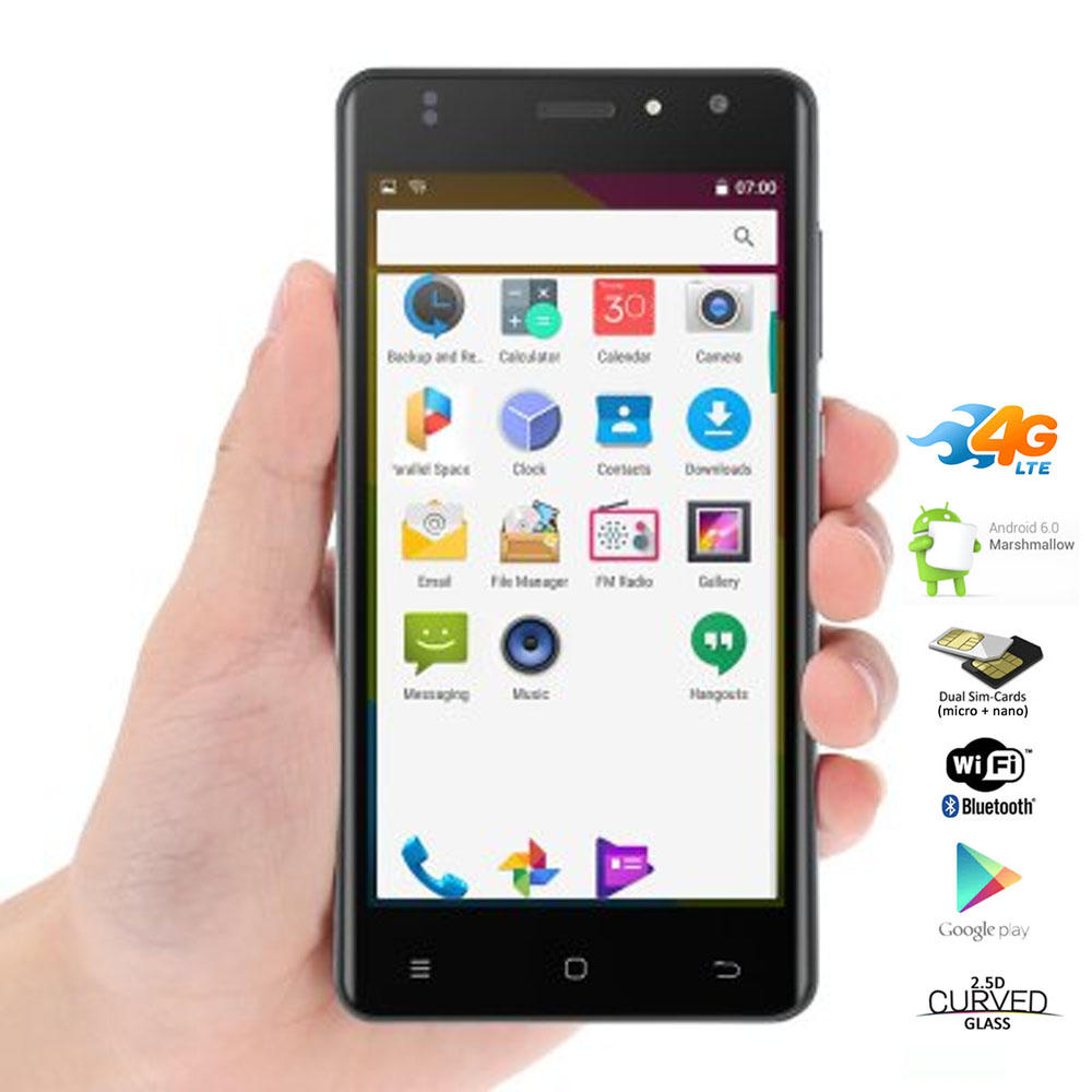 Indigi  Stylish Unlocked 5.0" Android 6.0 Marshmallow DualSim Standby 4G LTE SmartPhone - Black