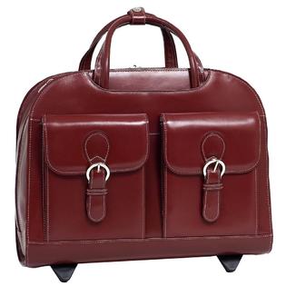 Lightweight Ladies Rolling Briefcase Walker Brown Leather Rolling