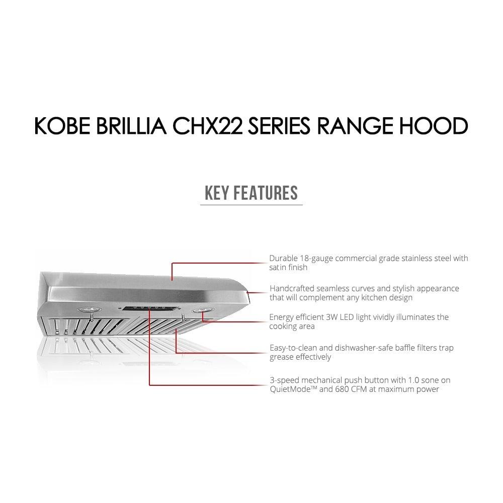 KOBE Range Hoods ATG_CHX2230SQB1 KOBE CHX2230SQB1 Brillia 30inch Under Range Hood, 3