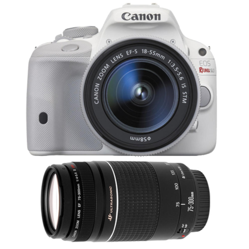 Canon 9123B002-kit-82467 EOS Rebel SL1 Digital SLR Camera + EF-S 18-55mm IS STM Lens (White) with EF 75-300mm f/4-5.6 III Zoom L