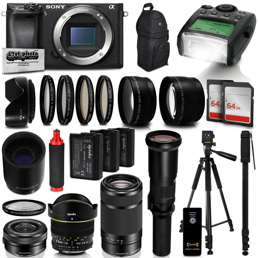 Sony SNA6300BK165055210K03  Alpha a6300 Mirrorless Black Digital Camera with 16-2600mm Lens Bundle Kit