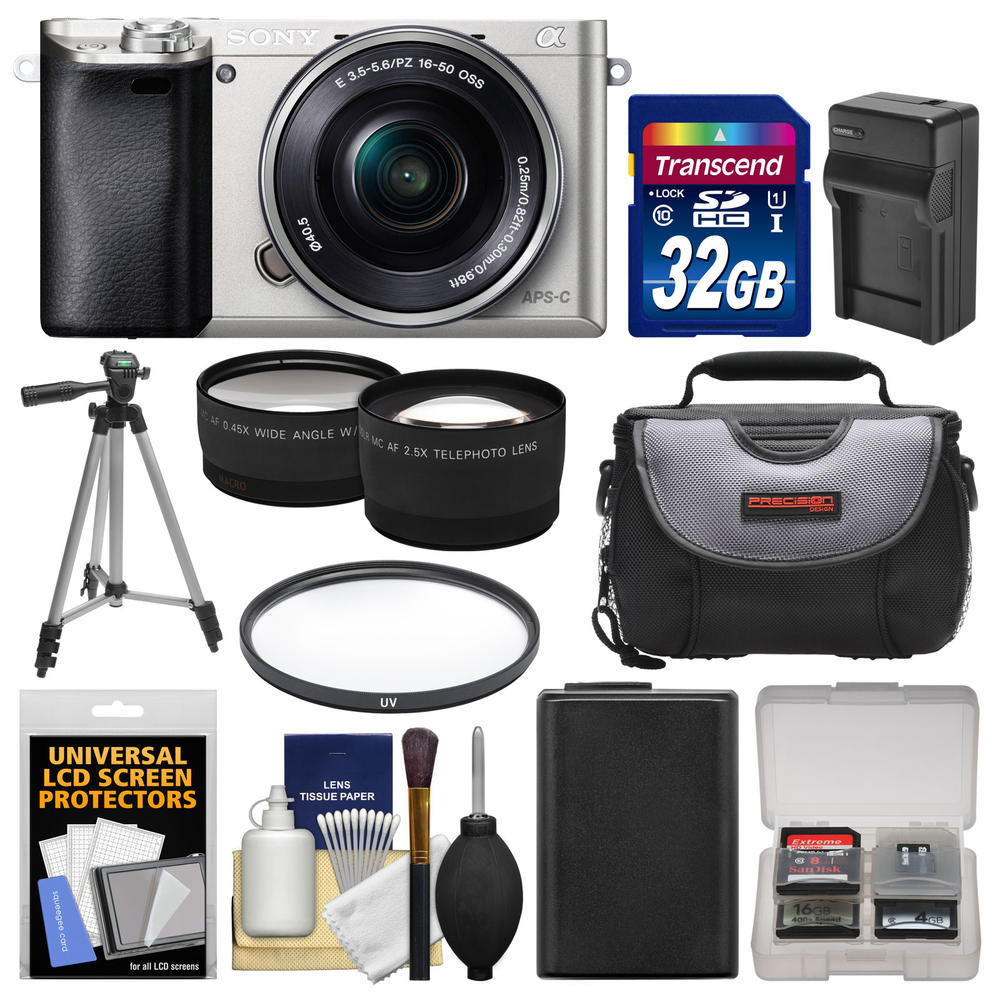 Sony ILCE6000L-S-kit-82437 Alpha A6000 Wi-Fi Digital Camera + 16-50mm Lens + 32GB Card + Case + Battery/Charger + Tripod + Filte