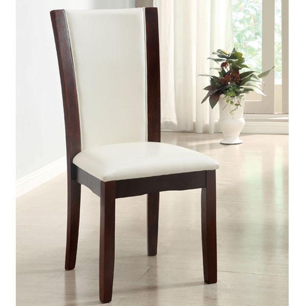 24/7 SHOP AT HOME 247SHOPATHOME Manhattan Dark Cherry Finish Ivory White Leatherette Padded Dining Chairs (Set of 2)