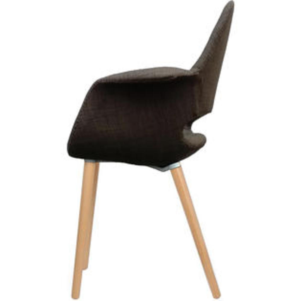 Homelala Brown - Upholstered Organic Arm Chair Armchair Brown Fabric Chair Light brown Natural Wood Leg Dining