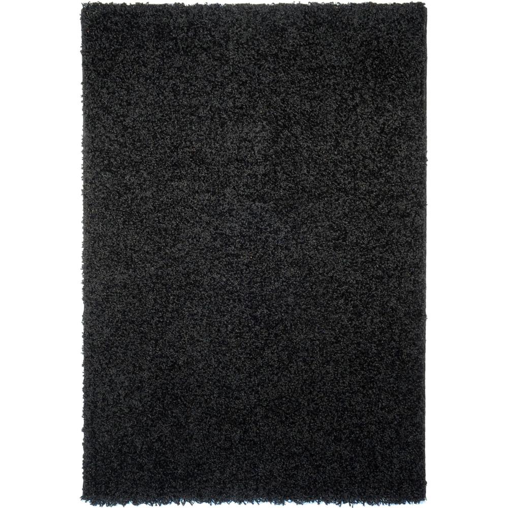 RUGNUR  Soft Shag Black Area Rug (5' x 7')