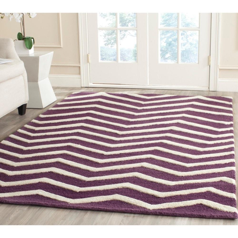 Safavieh  Cambridge 5' X 8' Hand Tufted Wool Rug in Purple and Ivory
