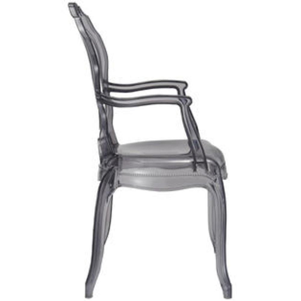 Homelala Set of Two (2) - Smoke - Modern Contemporary Belle Style Dining Chair Armchair Ghost Chair with Arms Ghost Arm Chair