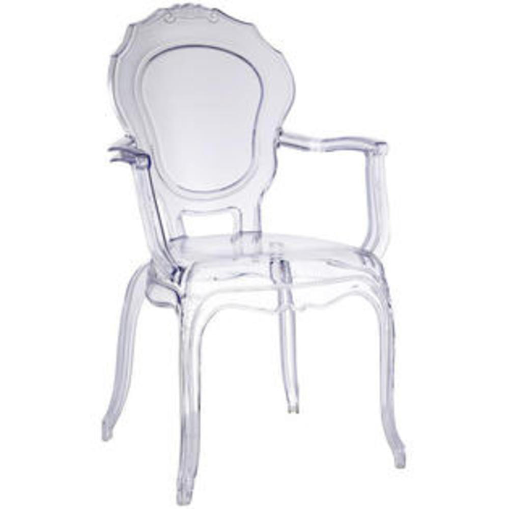 Homelala Set of Two (2) - Clear - Modern Contemporary Belle Style Dining Chair Armchair Ghost Chair with Arms Ghost Arm Chair