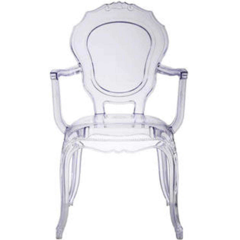 Homelala Set of Two (2) - Clear - Modern Contemporary Belle Style Dining Chair Armchair Ghost Chair with Arms Ghost Arm Chair