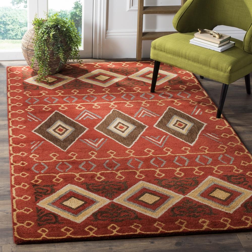Safavieh   Heritage Hand-Woven Wool Red / Multi Area Rug (6' Square)