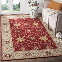 Safavieh EZC751C-8 Easy Care Hand Hooked Rectangle Rug&#44; Red & Ivory - 8 x 10 ft.
