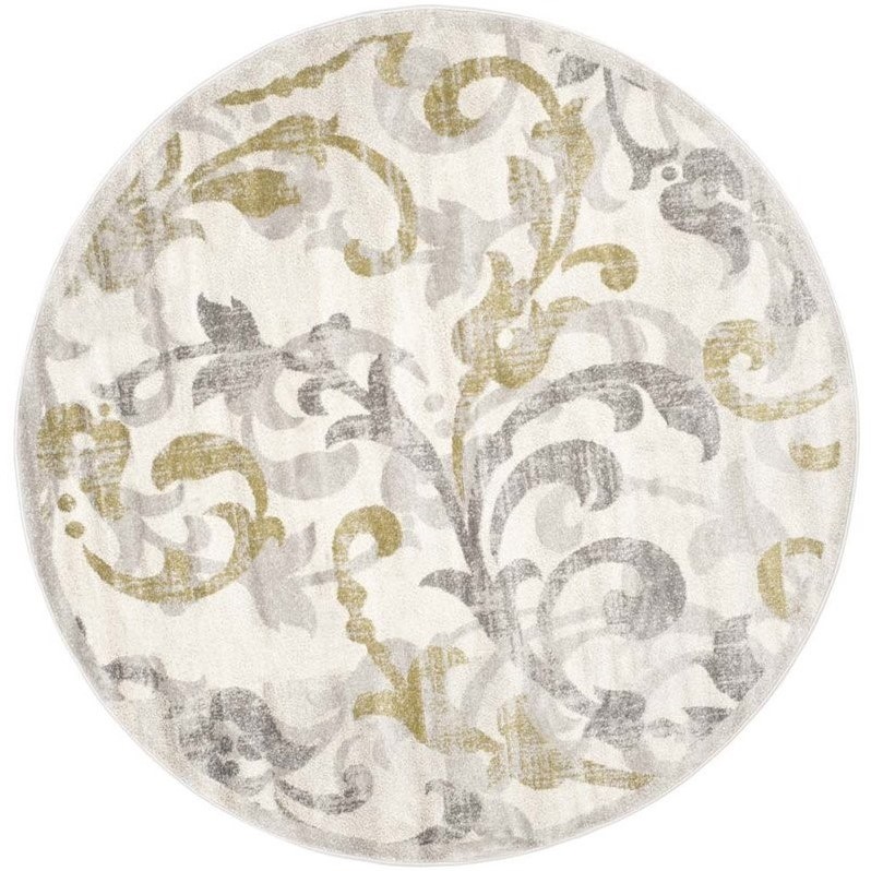 Safavieh Round Rug in Ivory and Light Grey
