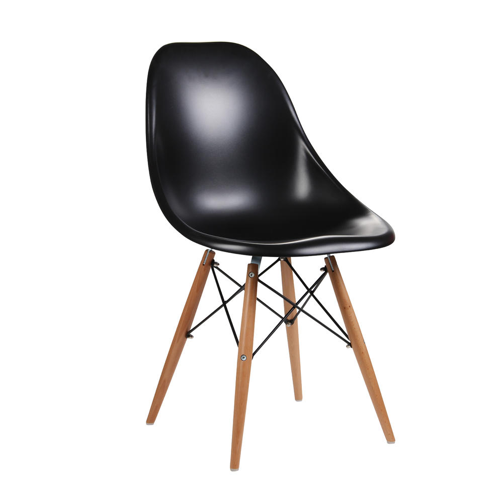 Furnituremaxx Citytalk ABS Dining Chairs with Steamed Birch Wood Legs - Set of 4 - Black