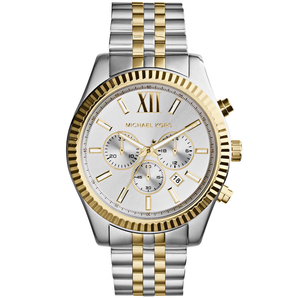 Michael Kors MK8344 Men's Lexington Stainless Steel Chronograph Watch - Silver and Gold