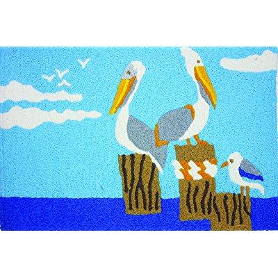 Jellybean Pelicans Perched on Pier Coastal Washable 21 X 33 Inches Area Accent Rug