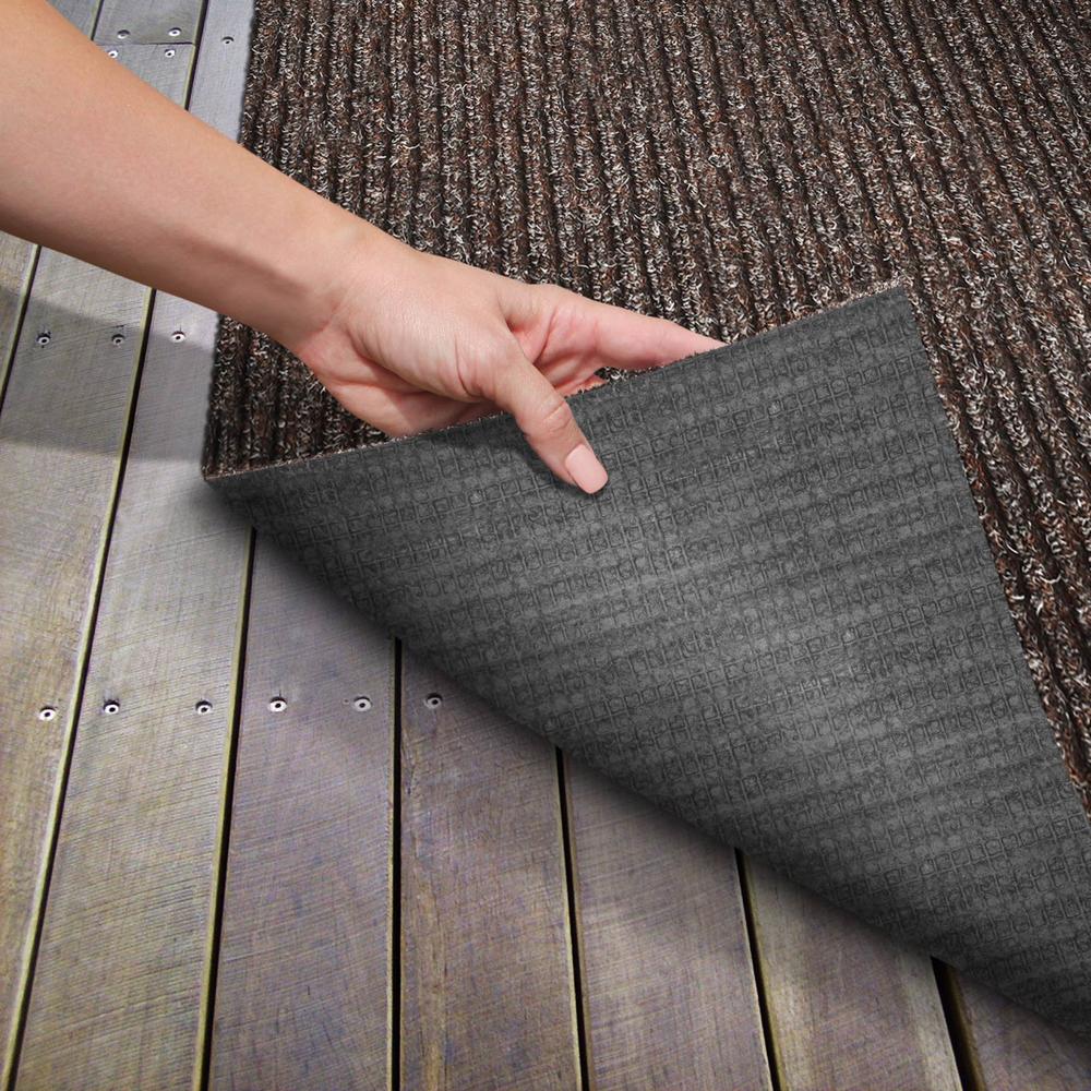 House, Home and More Heavy-Duty Ribbed Indoor/Outdoor Carpet with Rubber Marine Backing - Tuscan Brown 6' x 25'