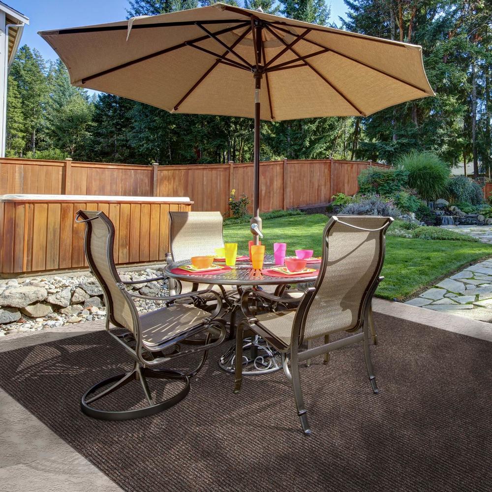 House, Home and More Heavy-Duty Ribbed Indoor/Outdoor Carpet with Rubber Marine Backing - Tuscan Brown 6' x 25'