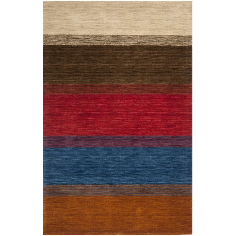 Safavieh   Handmade Himalaya Orange/ Multicolored Stripe Wool Gabbeh Area Rug (8'9 x 12')