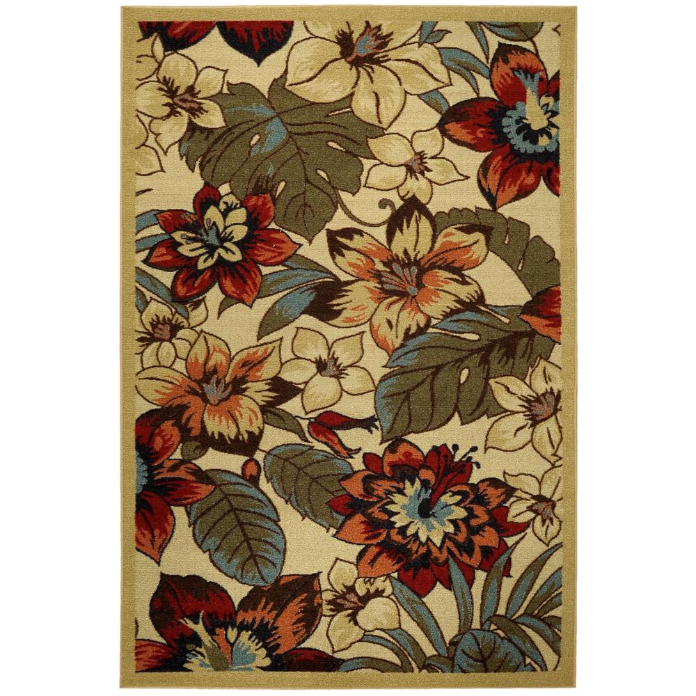 Maxy Home RUBBER BACK 18" x 30" IVORY Floral Garden Anti-Slip (Non-Skid) DOORMAT Rug